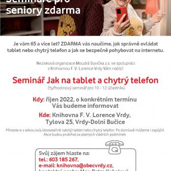 Jak na tablet a chytrý telefon - seminář pro seniory 65 + ZDARMA 1